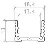 LED ALU Profil 18,4x13 OX.ARG L: 2m