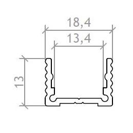LED ALU Profil 18,4x13 OX.ARG L: 3m