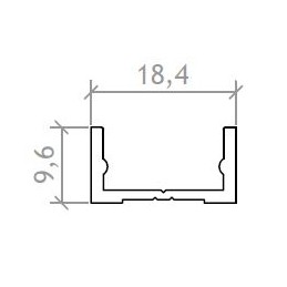 LED ALU Profil 18,4x9,6 OX.ARG L: 2m