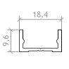 LED ALU Profil 18,4x9,6 OX.ARG L: 3m