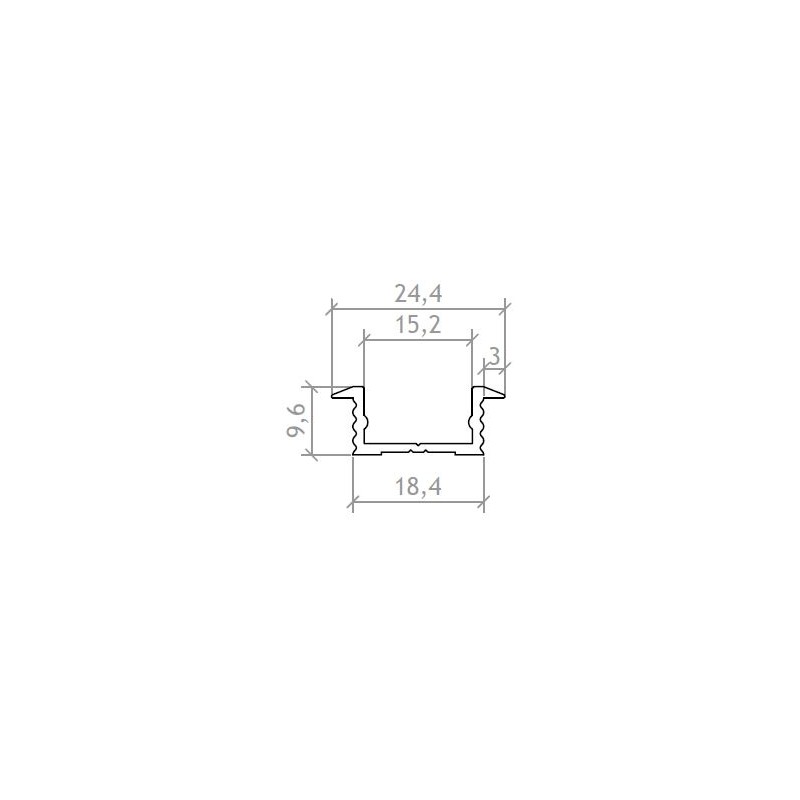 LED ALU Profil 24,4x9,6 OX.ARG L: 3m