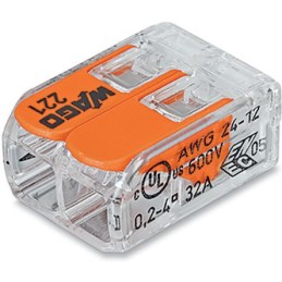 WAGO 221-412 Verbindungsklemme flexibel: 0.14-4 mm² starr: 0.2-4 mm² Polzahl: 2  Transparent, Orange
