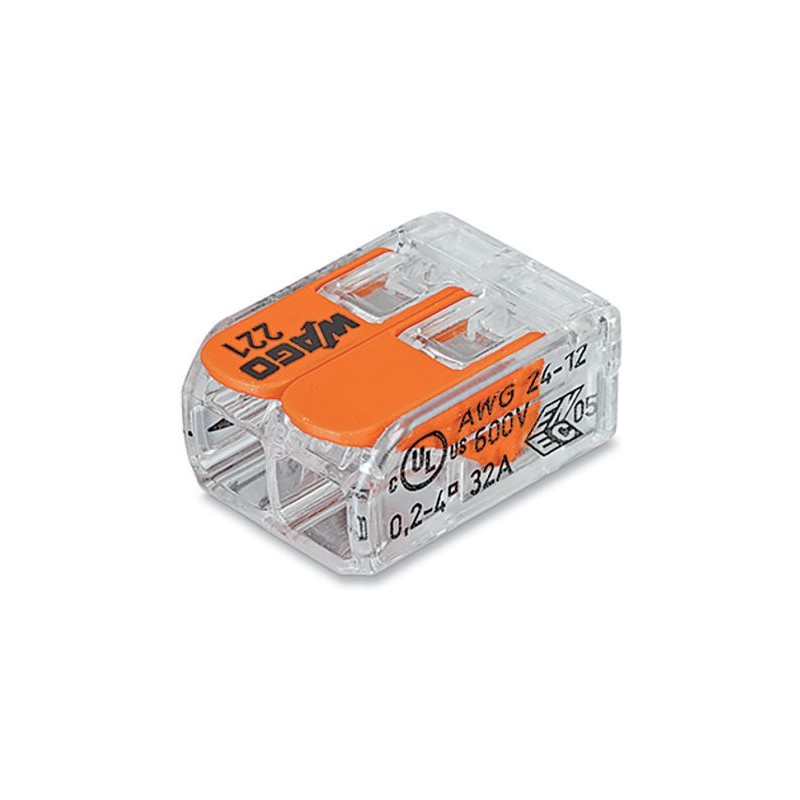WAGO 221-412 Verbindungsklemme flexibel: 0.14-4 mm² starr: 0.2-4 mm² Polzahl: 2  Transparent, Orange