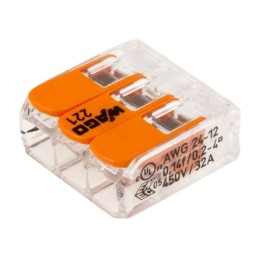 WAGO 221-413 Verbindungsklemme flexibel: 0.14-4 mm² starr: 0.2-4 mm² Polzahl: 3  Transparent, Orange